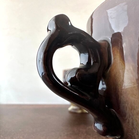 Set of 6 Brown Drip Glaze Coffee Mugs Mid Century - Picture 4 of 14